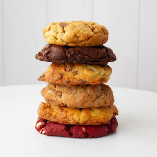 stack of 6 cookies from mixed flavour box