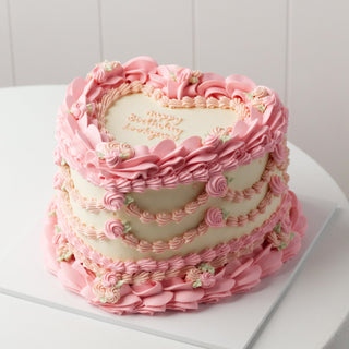 rosie vintage cake, in pink white and blush