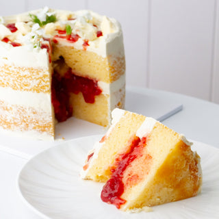slice of vanilla strawberry cake